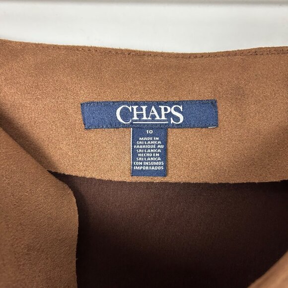 NEW Chaps Brown Faux Suede Pencil Midi Skirt Fall Classic Size 10 Women's - Picture 3 of 4